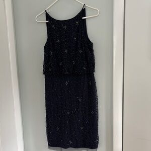 Adrianna Papell beaded Navy Sleeveless Dress